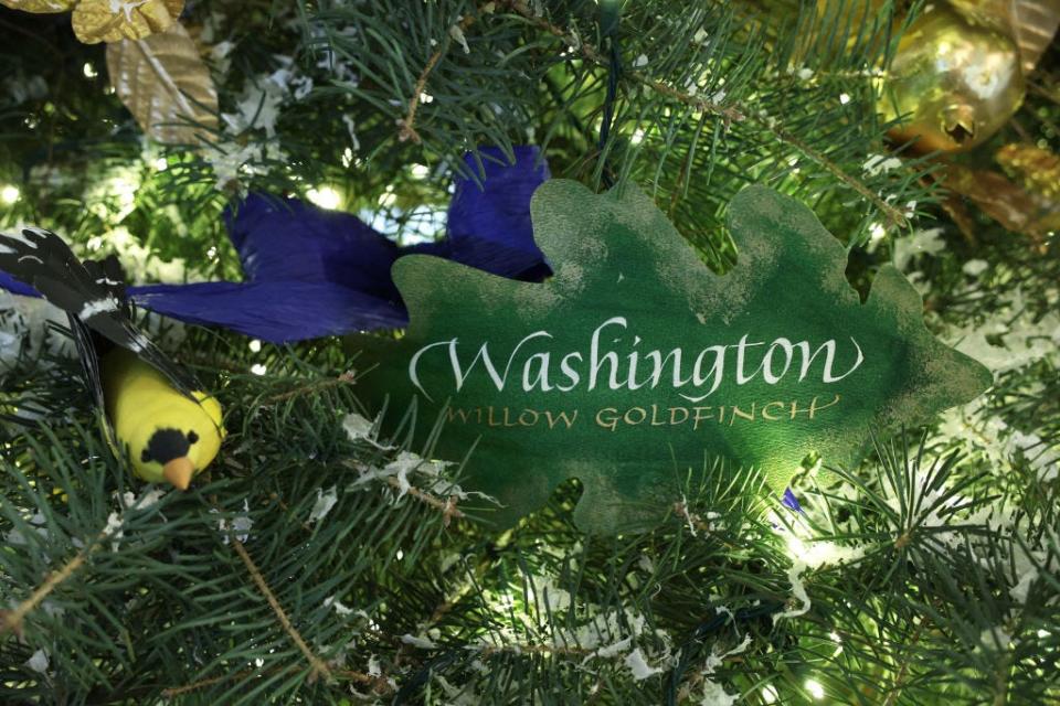 Ornaments on the official White House Christmas tree in 2022