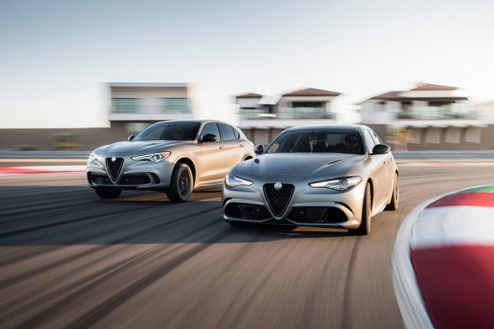 <p>If the cars look a bit familiar, it's because the NRINGs <a href="https://www.caranddriver.com/news/a19062043/nring-the-dragon-nurburgring-edition-alfa-romeo-quadrifoglios-revealed/" rel="nofollow noopener" target="_blank" data-ylk="slk:already were revealed for European audiences;elm:context_link;itc:0;sec:content-canvas" class="link ">already were revealed for European audiences</a> last year, and what we're getting is basically the same.</p>