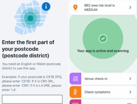 The app will ask you to enter the first part of your postcode to reveal the coronavirus risk level in your area