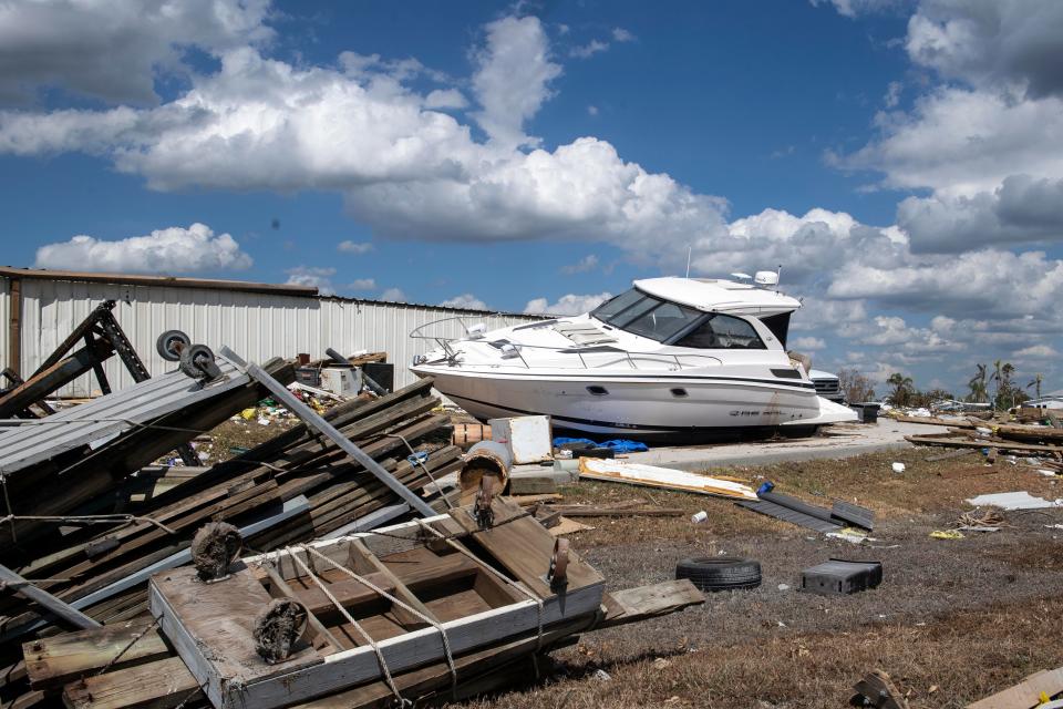 Hurricane Ian damage on San Carlos Island on Thursday, October 6, 2022 in the aftermath of Hurricane Ian at Fort Myers Beach, Fl. 