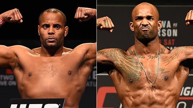 Cormier (left) and Manuwa (right) have been talking it up. Pic: Getty