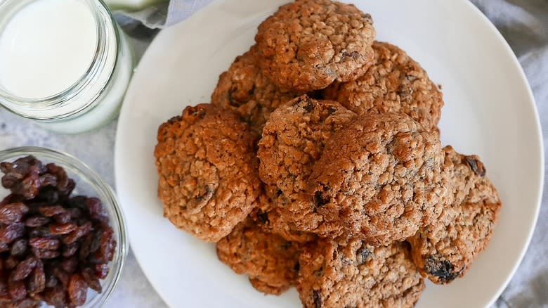 oatmeal raisin cookies on plate