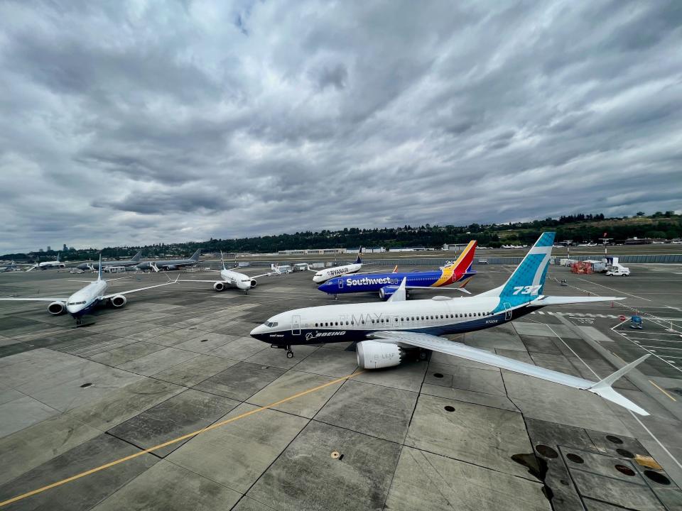 Boeing 737 MAX lineup in Seattle.