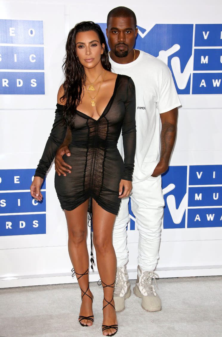 Kim Kardashian and Kanye West hit the 2016 VMAs as a united front. (Photo by: Westcom/STAR MAX/IPx)