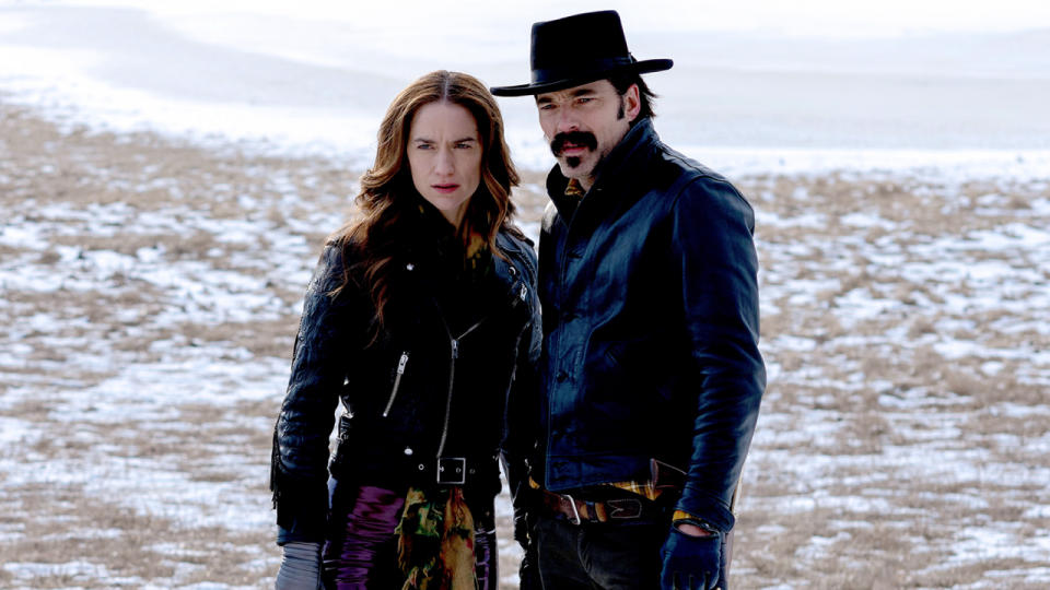 Melanie Scrofano and Tim Rozon on Wynonna Earp