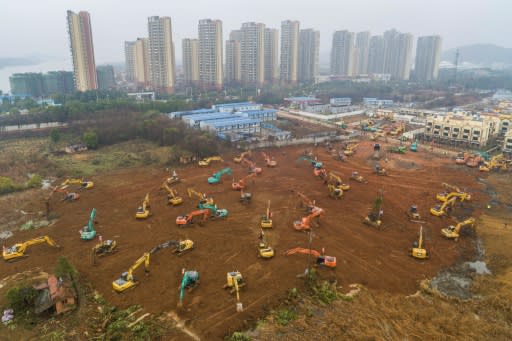 Workers toiled day and night amid a forest of earthmovers and trucks carting goods around the site, southwest of the centre of the city of 11 million