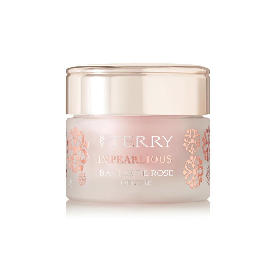 <p>Your lips will be kissably soft after using this rosy balm that plumps, hydrates and lightly scents your pout.</p><p><em>Impearlious Baume de Rose Deluxe, £190, By Terry at <a rel="nofollow noopener" href="https://www.net-a-porter.com/gb/en/product/831806/by_terry/impearlious-baume-de-rose-deluxe" target="_blank" data-ylk="slk:Net-a-porter;elm:context_link;itc:0;sec:content-canvas" class="link ">Net-a-porter</a></em><br></p>