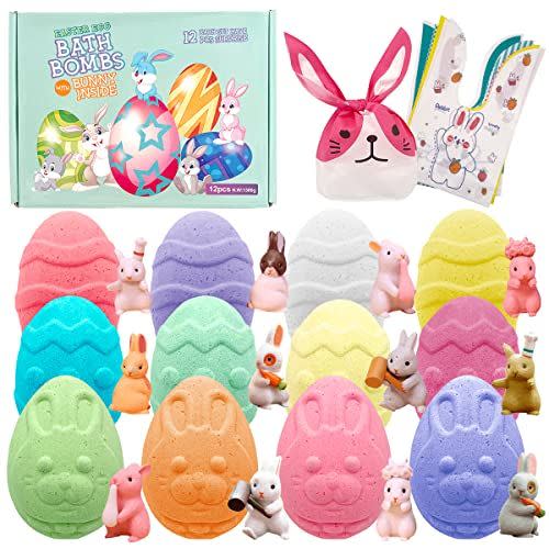 23) 12 Pack Easter Egg Bath Bombs Gift Set with Bunny Inside