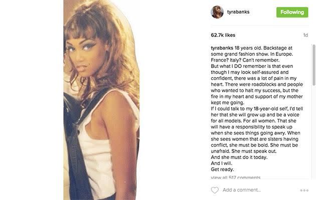 Tyra posted this message to her Instagram account.