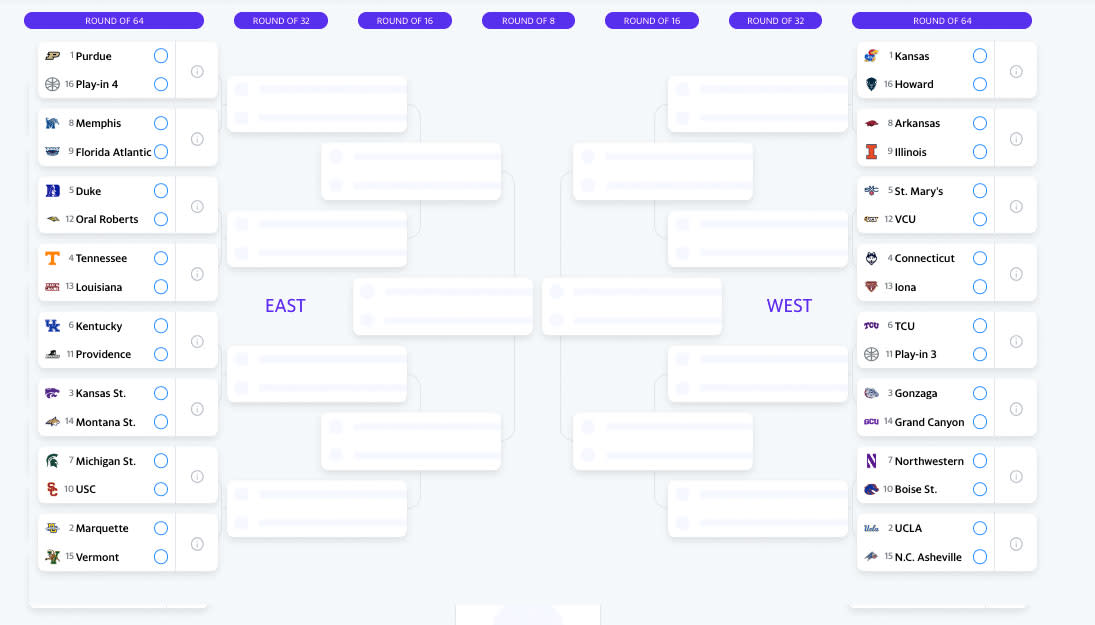 Click here for printable men's tournament bracket.