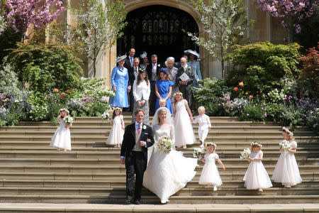 Lady Gabriella Windsor and Thomas Kingston leave St George's Chapel, following their wedding, in Windsor Castle, near London, Britain May 18, 2019. Chris Jackson/Pool via REUTERS