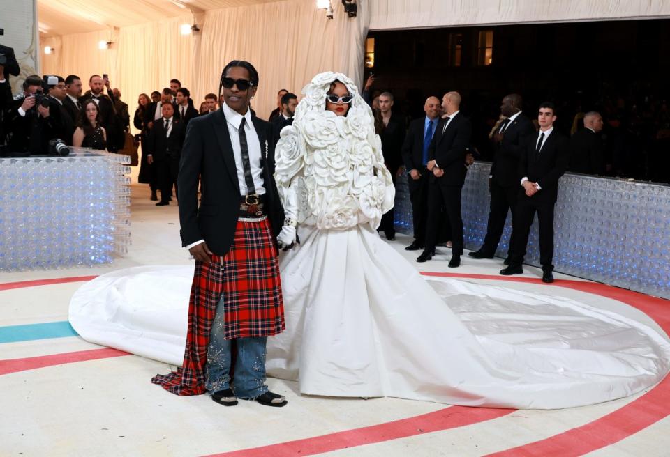 NEW YORK, NEW YORK - MAY 01: (L-R) A$AP Rocky and Rihanna attend The 2023 Met Gala Celebrating 'Karl Lagerfeld: A Line Of Beauty' at The Metropolitan Museum of Art on May 01, 2023 in New York City. (Photo by Theo Wargo/Getty Images for Karl Lagerfeld)