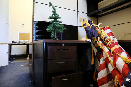 The now-vacated offices of outgoing U.S. Representative Dana Rohrabacher (R-CA) sit empty in the weeks before the end of his term, as dozens of outgoing and incoming members of Congress move into and out of Washington as votes on a potential federal government shutdown loom, on Capitol Hill in Washington, U.S., December 17, 2018. REUTERS/Jonathan Ernst