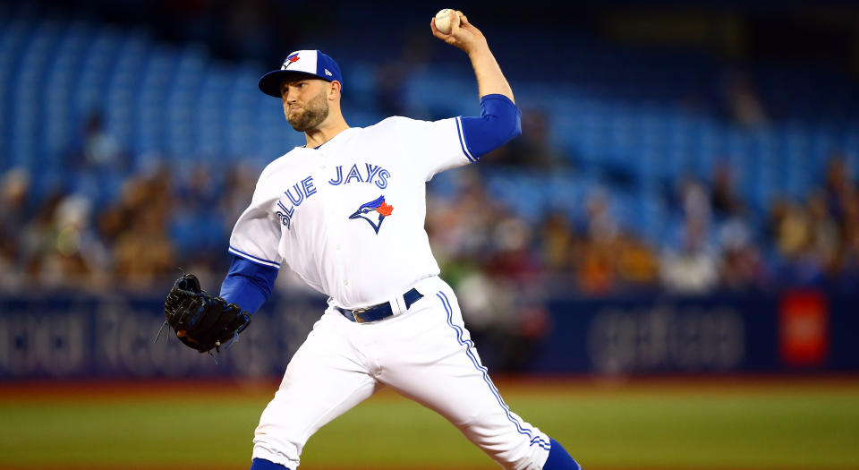 The Blue Jays lost Tim Mayza to injury against the New York Yankees on Friday. (Photo by Vaughn Ridley/Getty Images)