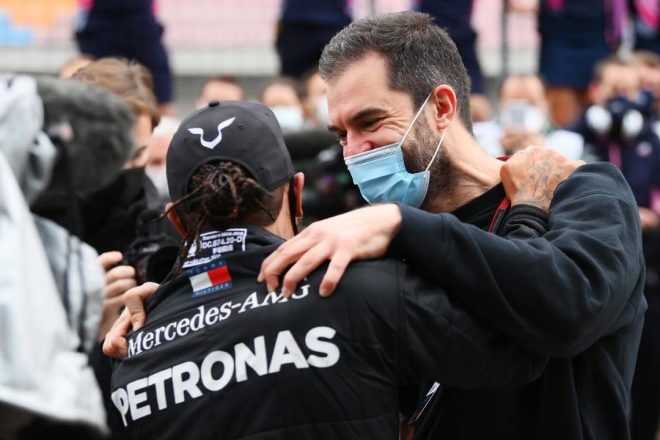 Lewis Hamilton has brought back ‘long term friend’ Marc Hynes (right) to his team for the 2024 season (Getty Images)