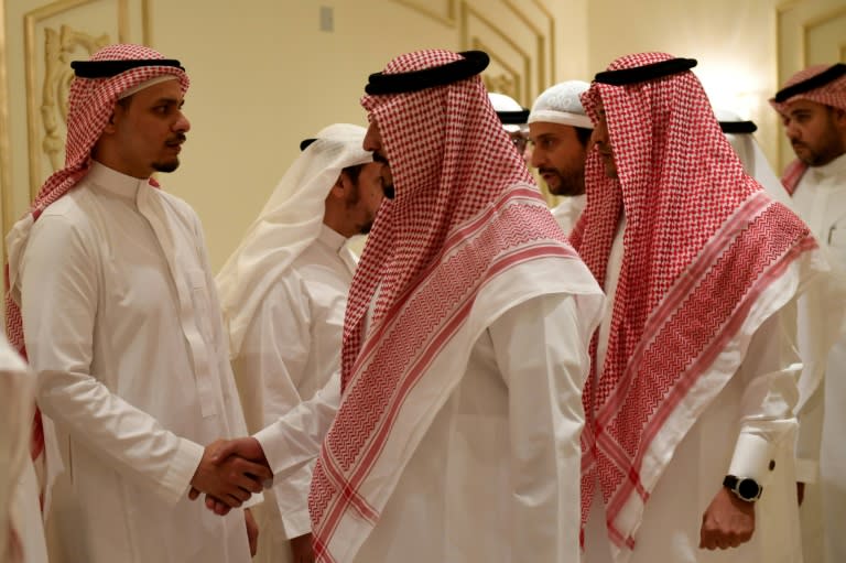 Salah Khashoggi and his relatives receive mourners in Jeddah