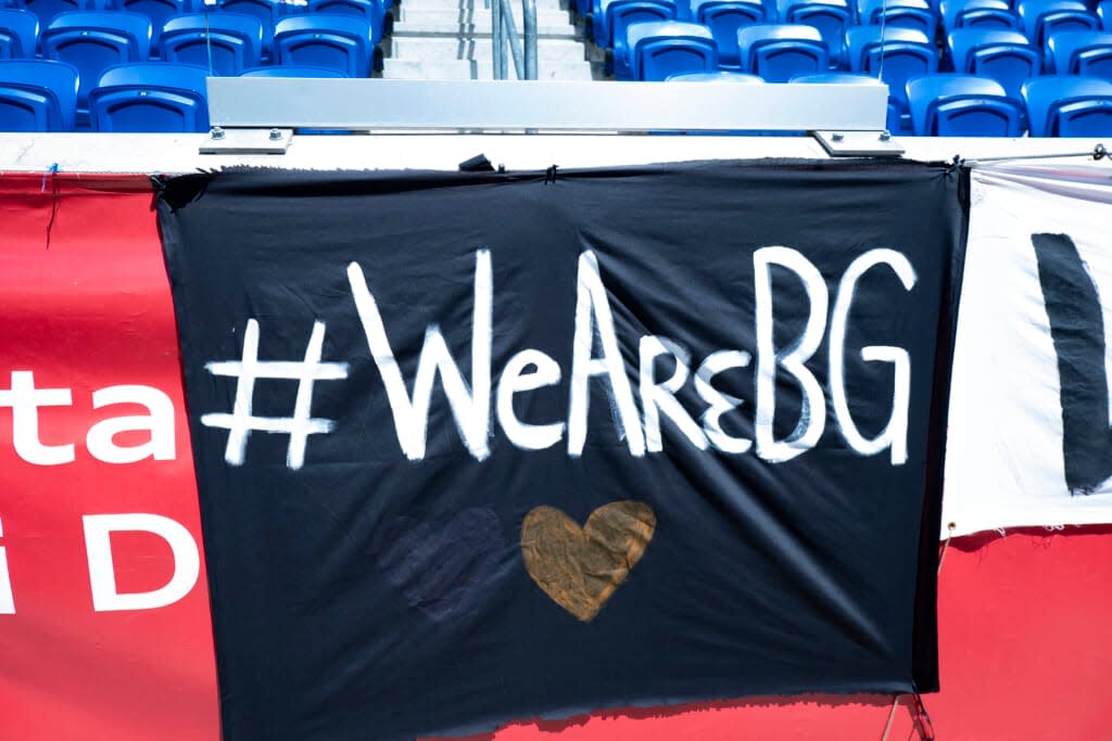 HARRISON, NJ – JUNE 19: Fans display a banner supporting WNBA player Brittney Griner, who is being detained in Moscow, before the NWSL match between San Diego Wave FC and NJ/NY Gotham FC at Red Bull Arena on June 19, 2022 in Harrison, New Jersey. (Photo by Ira L. Black – Corbis/Getty Images)