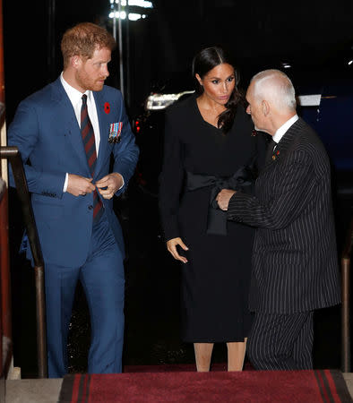 Britain's Prince Harry, Duke of Sussex and Meghan, Duchess of Sussex attend the Royal British Legion Festival of Remembrance to commemorate all those who have lost their lives in conflicts and mark 100 years since the end of the First World War, at the Royal Albert Hall, London, Britain November 10, 2018. Chris Jackson/Pool via REUTERS