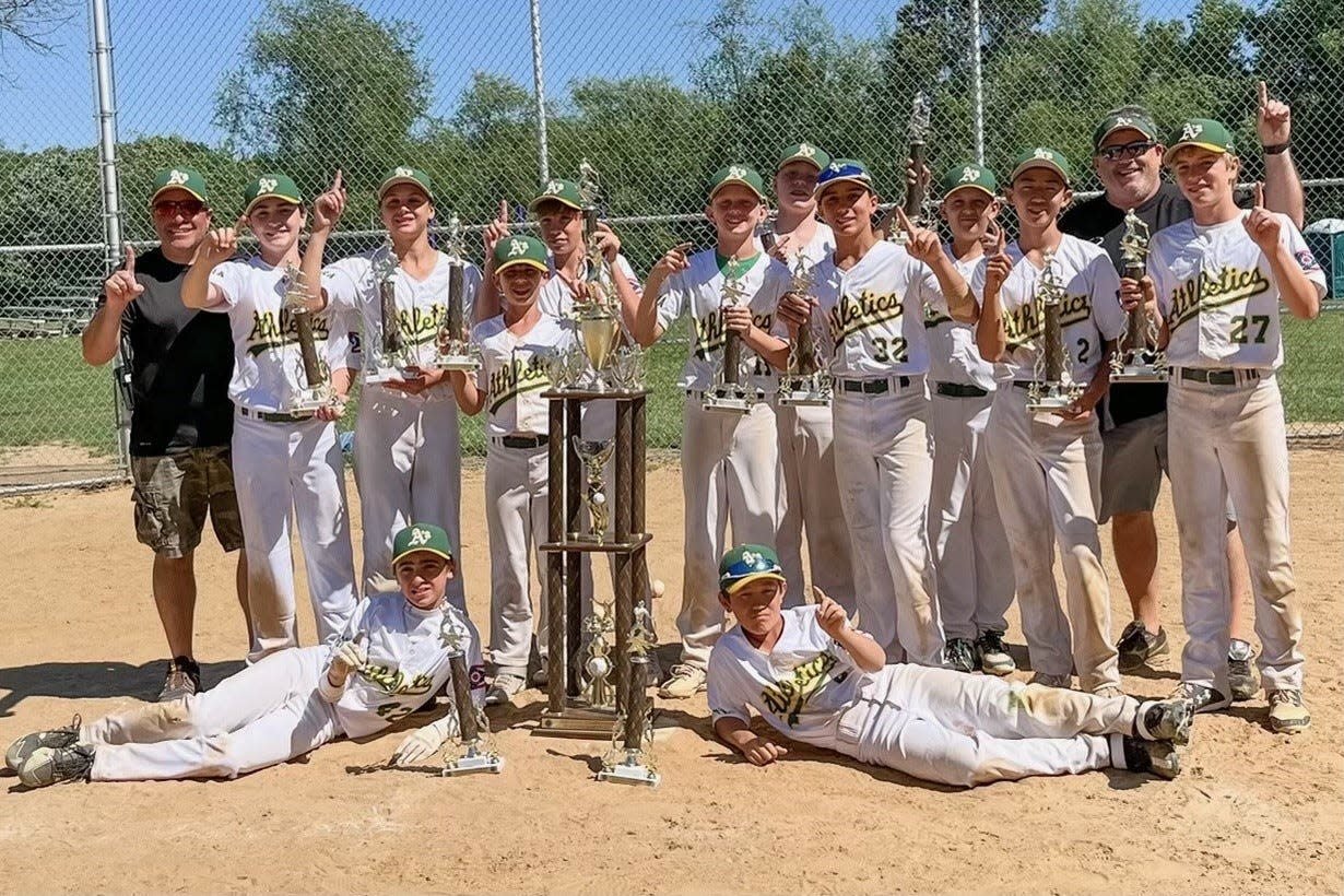 The Aurora Athletics 12U travel baseball team won the Nations Baseball Ohio State Championship tournament in Massillon. Members of the team are Dylan Westendorf, Noah Orlando, Jack Rachel, Dom Courtad, Colton Logan, Mason Berger, Will Prahler, Kalen Mulligan, Cam Marquart, Ethan Yim, Cannon Driscoll and Brady Palmer. The head coach is Dave Lieberth and Tim Logan is the assistant coach.