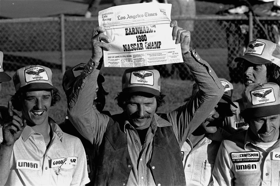 Earnhardt after the final race of 1980, in Ontario, Calif.