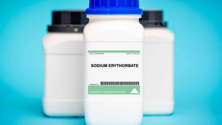 Sodium erythorbate in white bottle