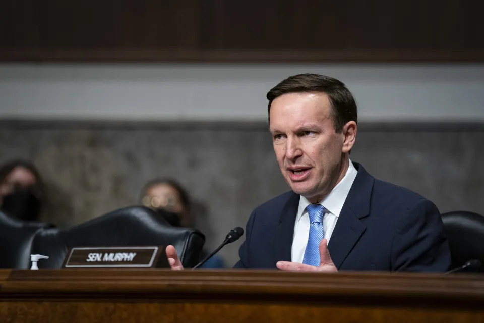 Senator Chris Murphy, a Democrat from Connecticut, speaks during a Senate Health, Education, Labor, and Pensions Committee hearing in Washington, DC, US, on Wednesday, March 29, 2023. (Al Drago/Bloomberg via Getty)