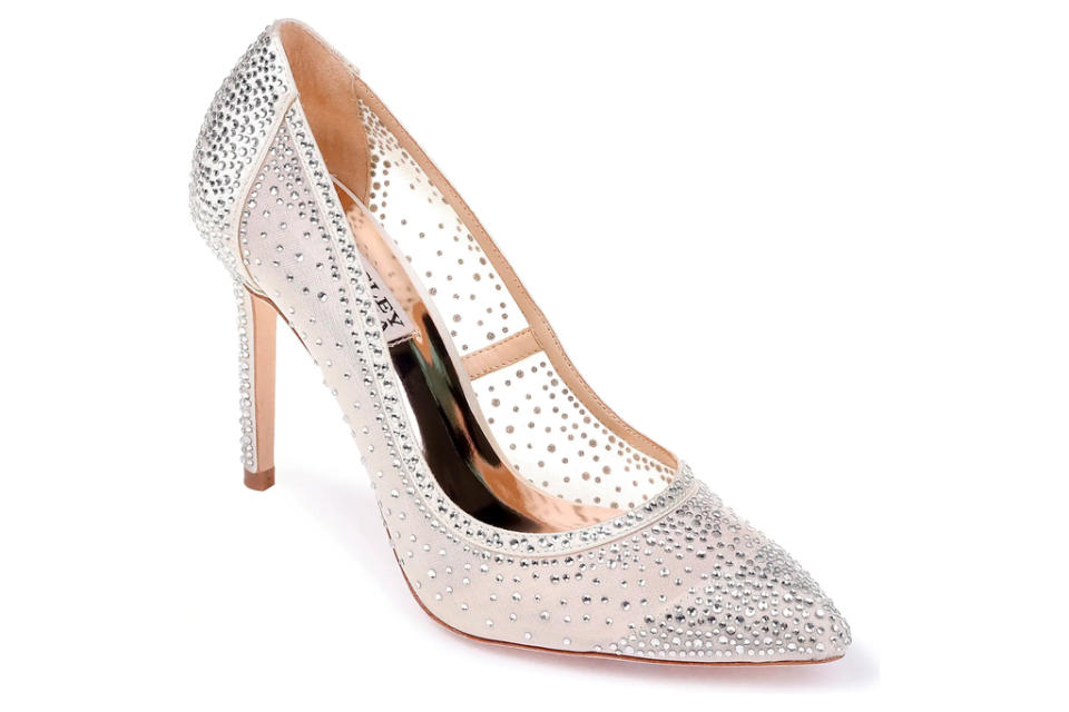 pvc pumps, heels, studded, see through, badgley mischka