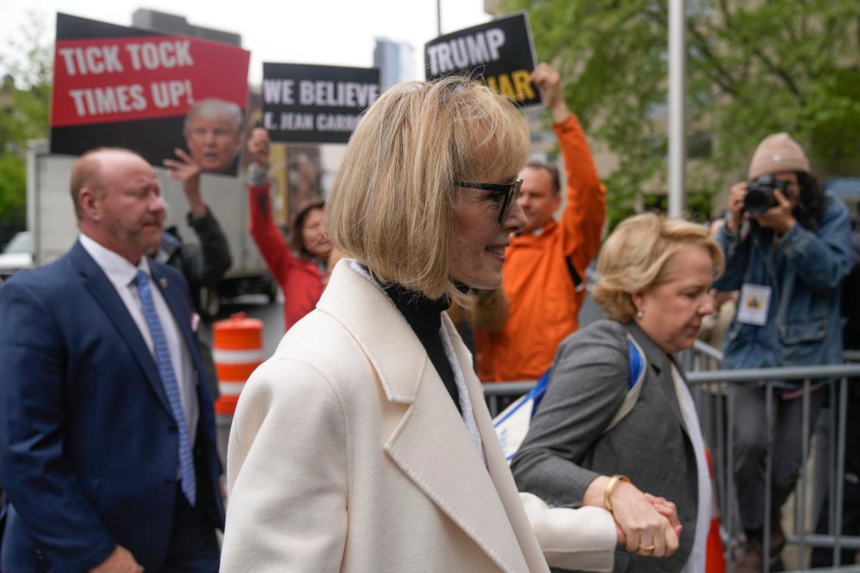 E. Jean Carroll arrives at federal court in New York, Tuesday, May 2, 2023 (AP)