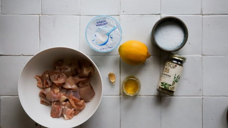 Ingredients for za'atar chicken skewers