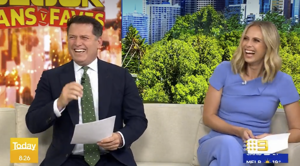 Karl Stefanovic Sylvia Jeffreys laughing on the Today show