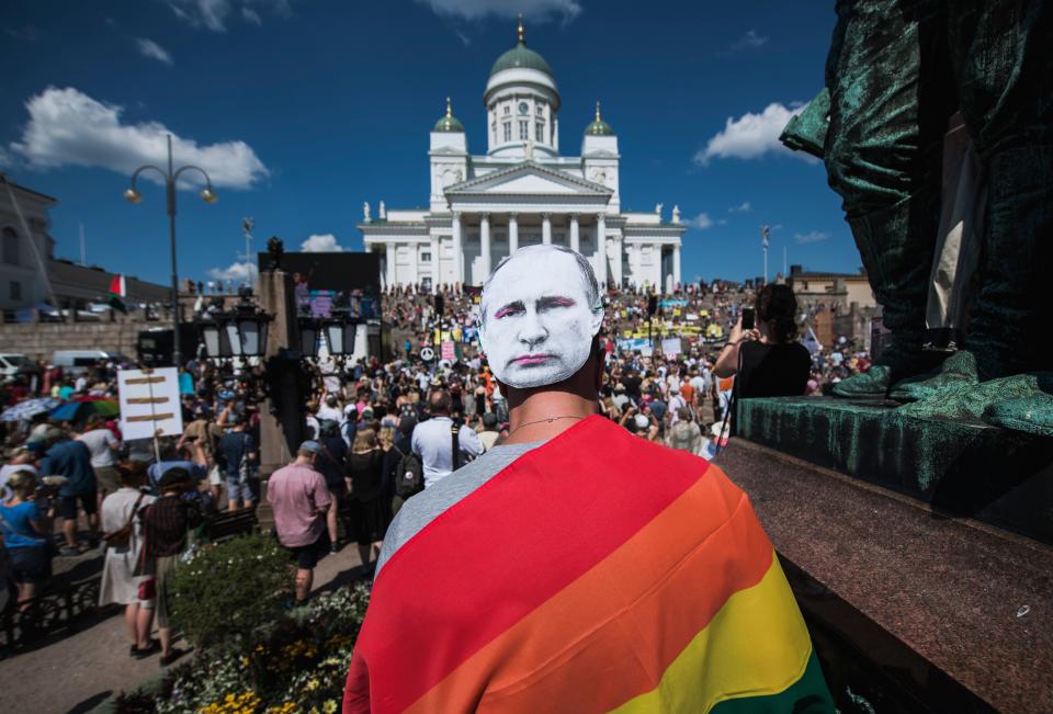 Protests in Helsinki ahead of Trump-Putin summit