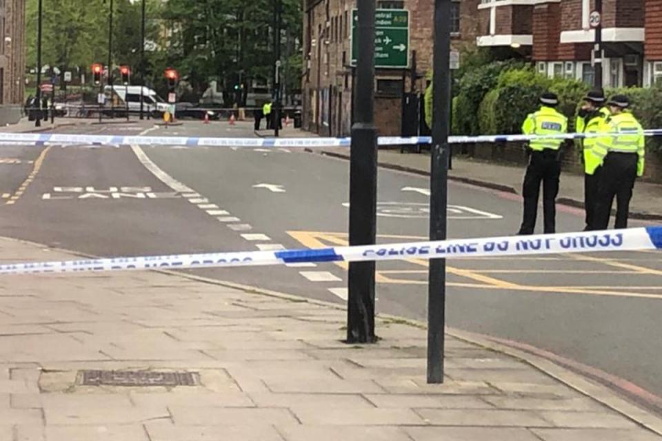 Police on patrol in Stockwell Park Walk near Brixton’s O2 Academy after the December 2022 incident (John Dunne)