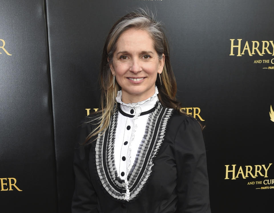 FILE - Set designer Christine Jones attends the "Harry Potter and the Cursed Child" Broadway opening in New York on April 22, 2018. “Theatre for One,” which usually has a portable theater where one audience member sees one short play performed by a single actor, has now gone online. Jones, a Tony-winning scenic designer, conceived and leads the project. (Photo by Evan Agostini/Invision/AP, File)