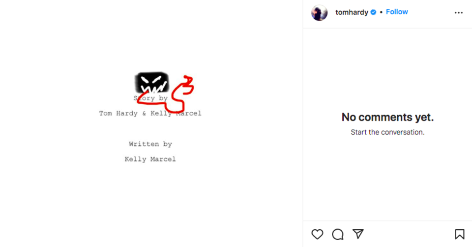 Tom Hardy’s Instagram post of Venom 3 script (Instagram / Tom Hardy)