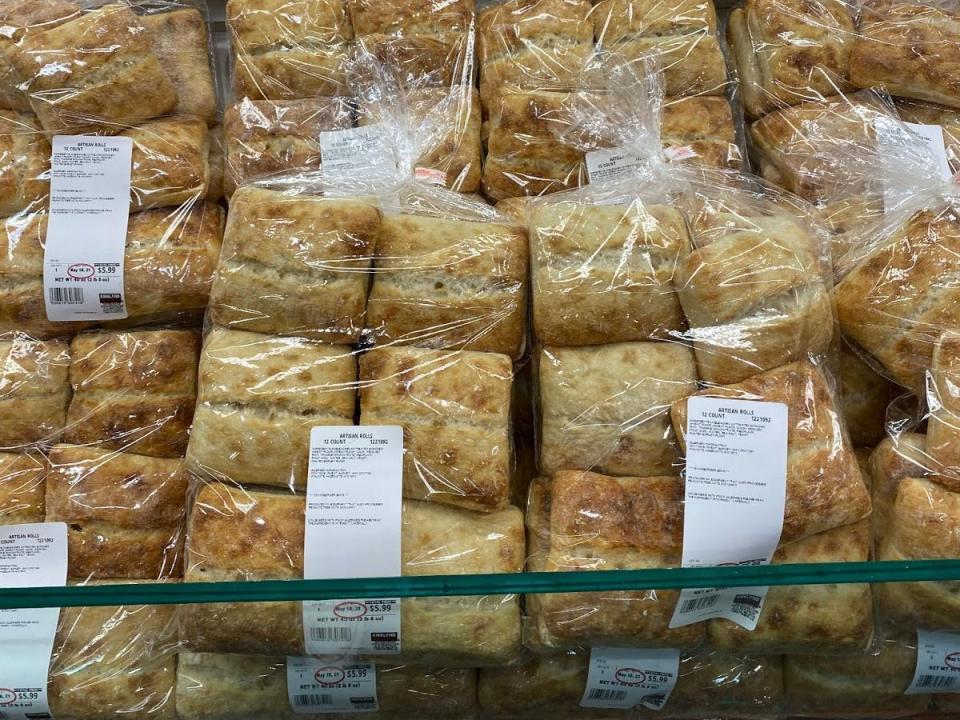 display case of costco artisan rolls