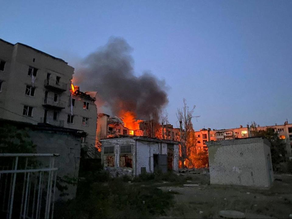 A view shows a building destroyed during a Russian missile strike, amid Russia's attack on Ukraine, in Pokrovsk, Donetsk region, Ukraine (via REUTERS)