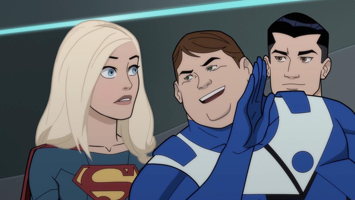  Bouncing Boy speaking with Supergirl in Legion of Super-Heroes 