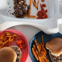 Plated burgers and fries