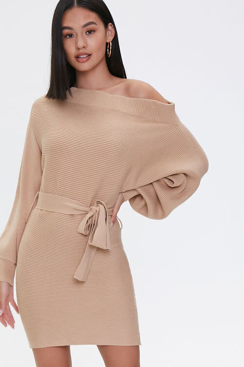 Off-the-Shoulder Sweater Dress