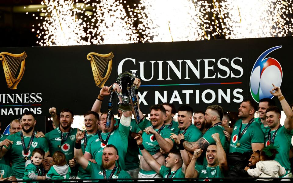 Ireland celebrating winning the 2024 Six Nations