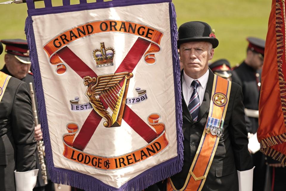 Members of the Grand Orange Lodge of Ireland at Stormont (Niall Carson/PA) (PA Wire)