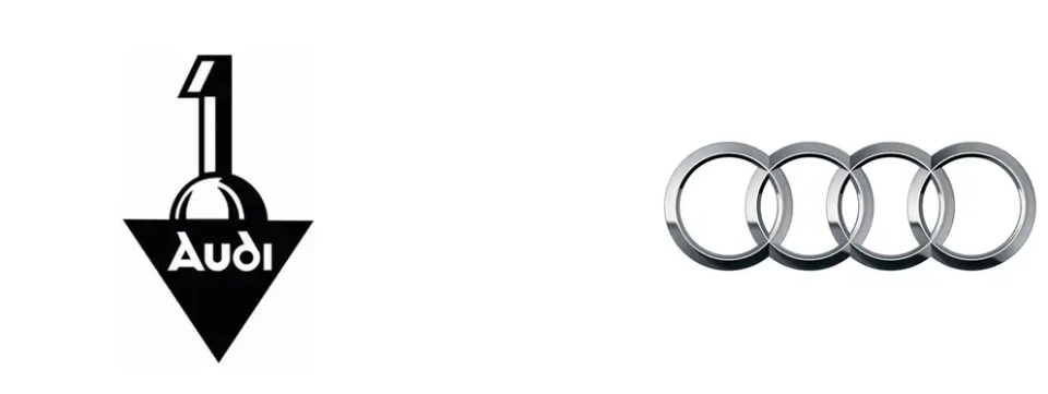 L'évolution de logo du constructeur automobile Audi (Crédits : Audi).