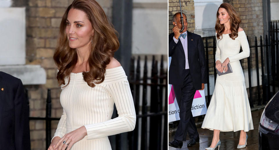 The Duchess of Cambridge arriving at the gala dinner in London to support her patronage Action on Addiction. [Photos: Getty]