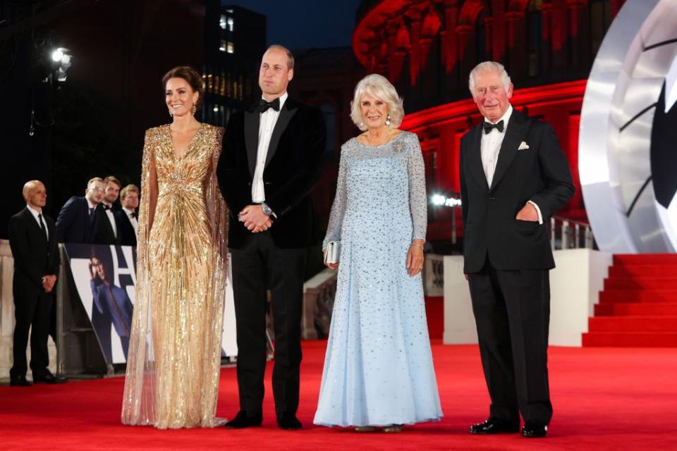 <p>Charles looks red carpet-ready during the premiere of <em>No Time to Die</em> at the Royal Albert Hall.</p>