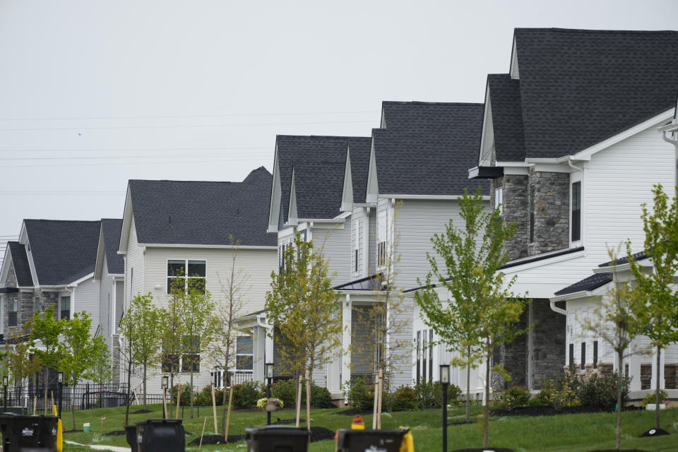 New homes in development in Eagleville, Pa., Friday, April 28, 2023. (AP Photo/Matt Rourke)