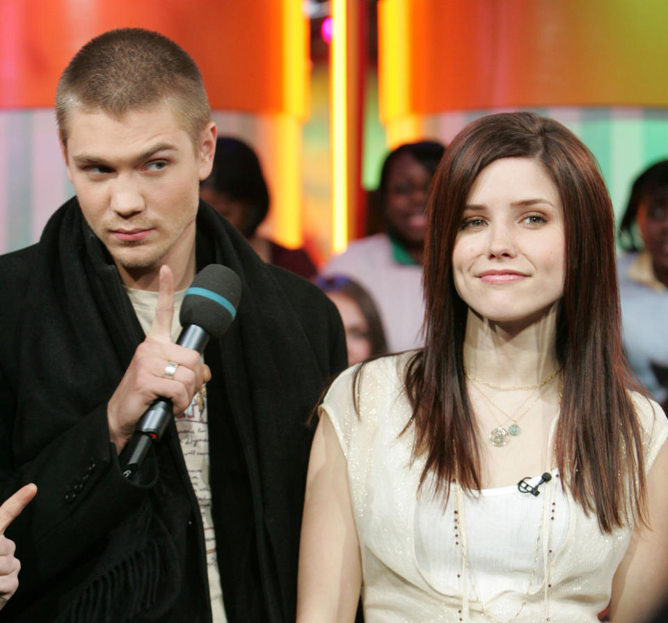 Chad Michael Murray and Sophia Bush during The Cast of One Tree Hill Visits MTV's TRL