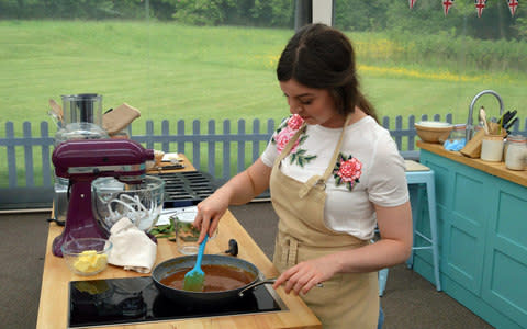 Kate working on her caramel