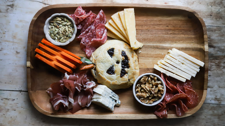 Halloween charcuterie board with cheese