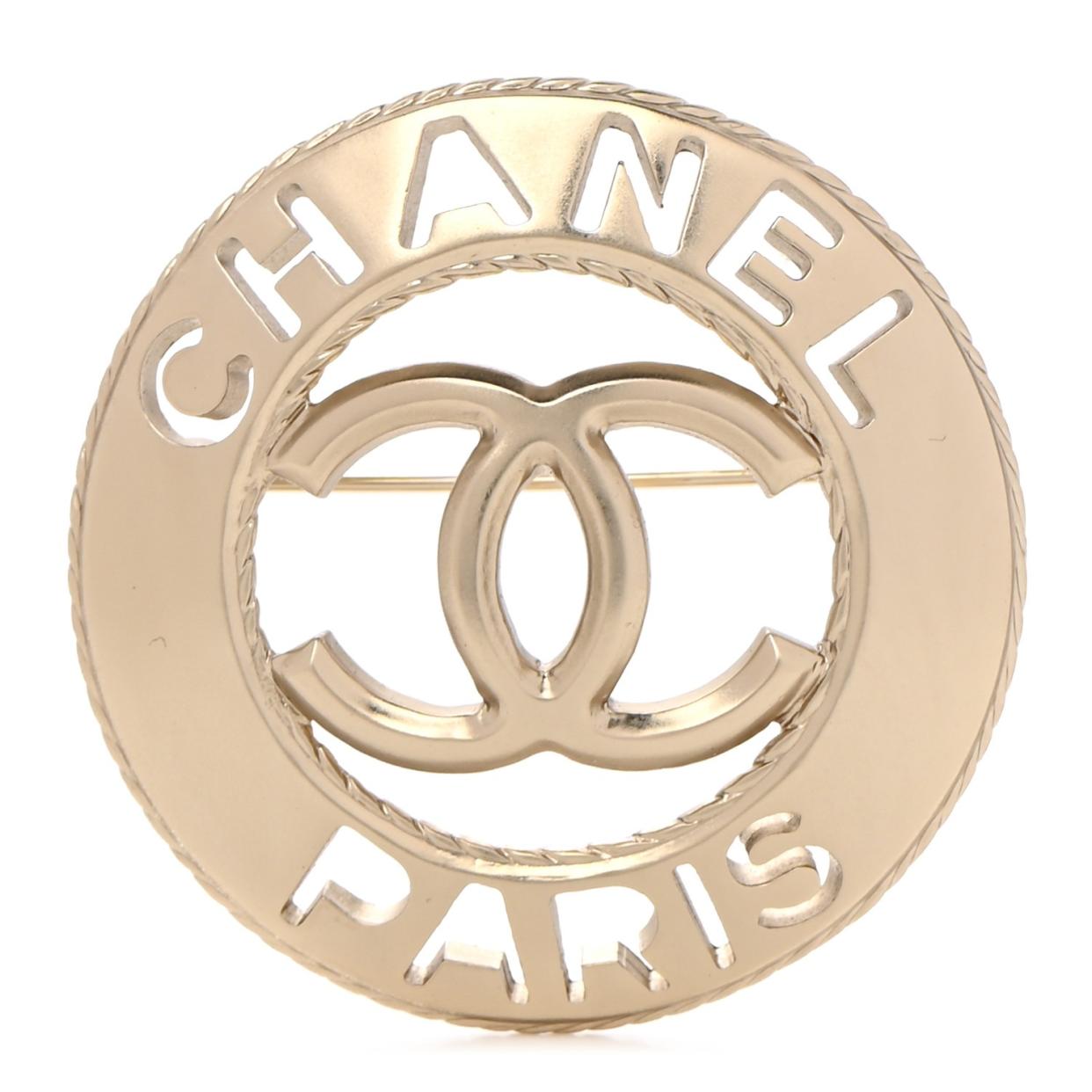 Chanel Metal CC Paris Brooch