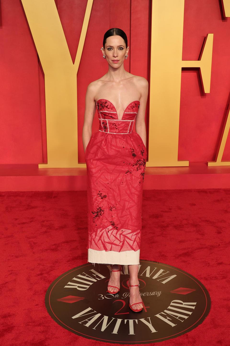 BEVERLY HILLS, CALIFORNIA - MARCH 10: Rebecca Hall attends the 2024 Vanity Fair Oscar Party Hosted By Radhika Jones at Wallis Annenberg Center for the Performing Arts on March 10, 2024 in Beverly Hills, California. (Photo by Kayla Oaddams/FilmMagic)